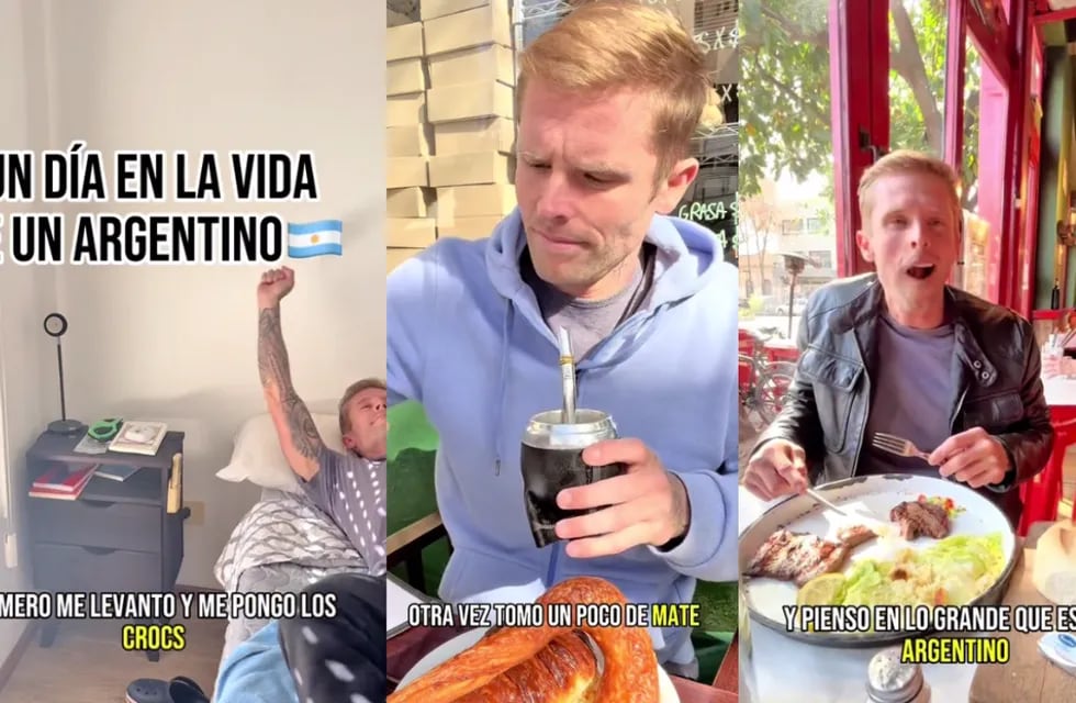 Almuerzo asado y pienso en lo grande que es ser argentino”, cuenta Morris en el cómico registro. 
Foto: Captura video
