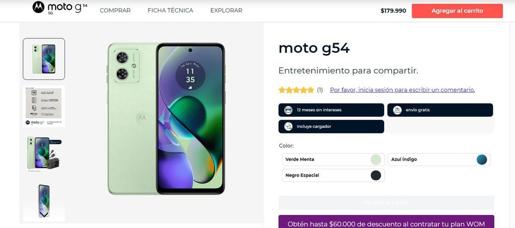 Precio en Chile del Moto G54