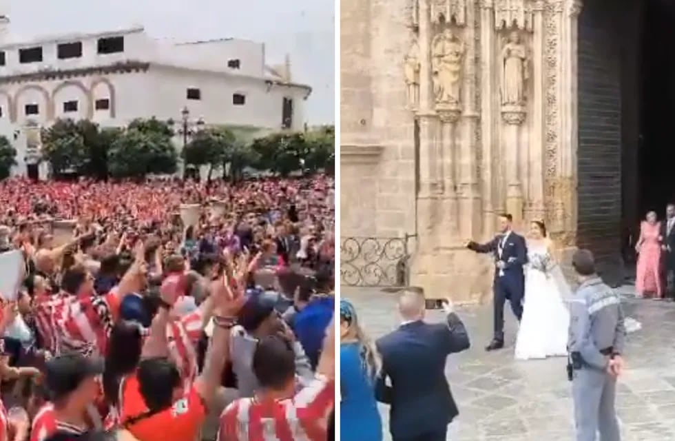Una pareja dio el "sí" en la catedral de Sevilla e hinchas los ovacionaron.