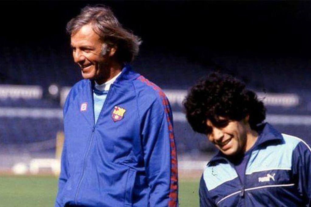 Menotti y Maradona, en tiempos de Barcelona.