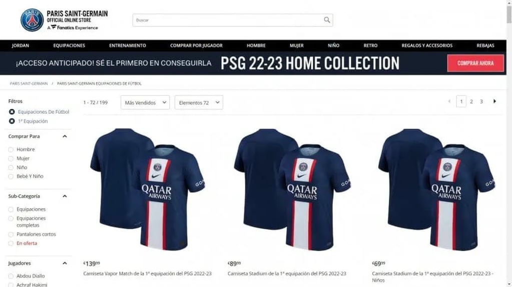 Cuánto cuesta la nueva camiseta del PSG. / Gentileza.