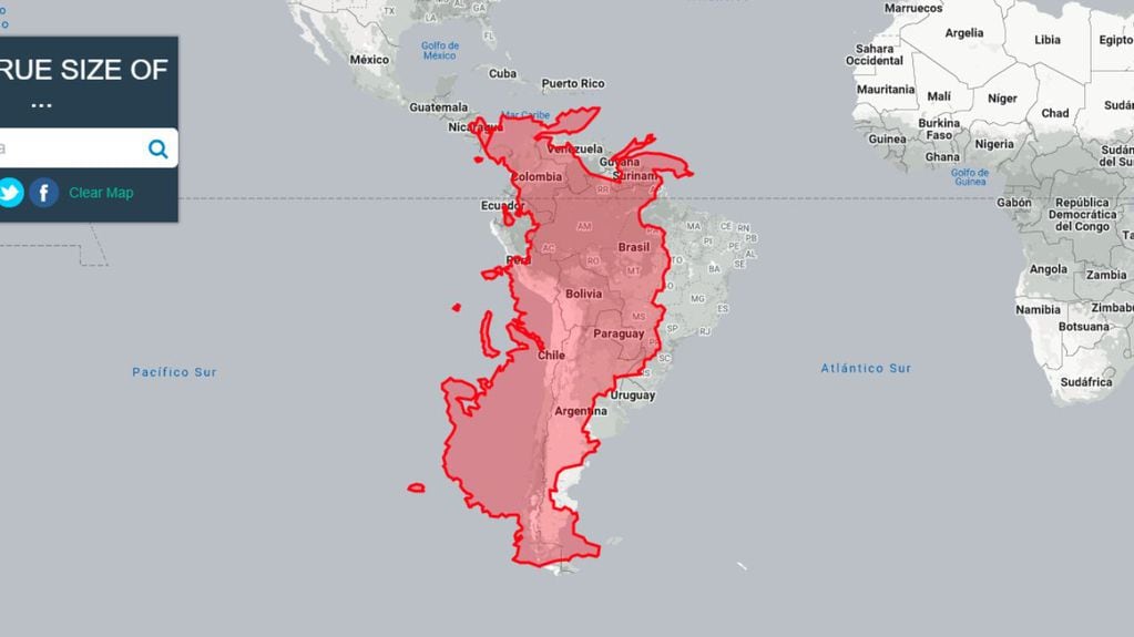El tamaño de Rusia comparado con América del Sur.