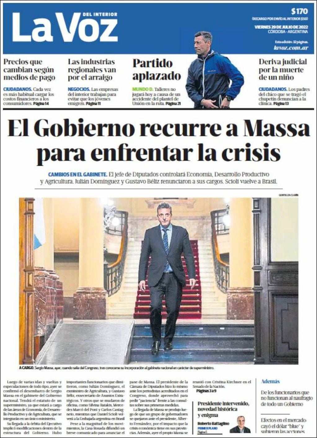 Sergio Massa llega al Gabinete. Las tapas de los diarios.