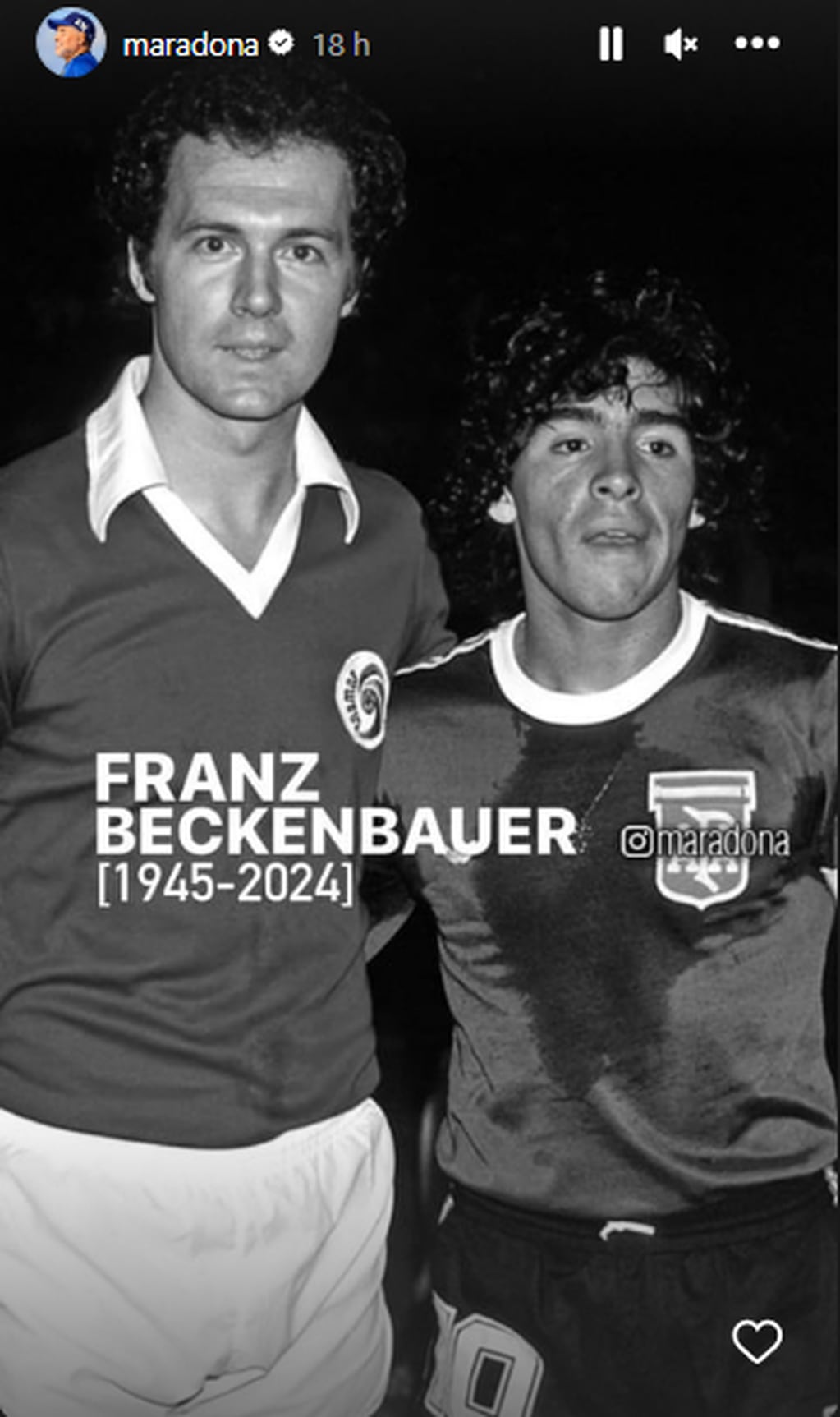 La despedida de la cuenta de Maradona a Beckenbauer