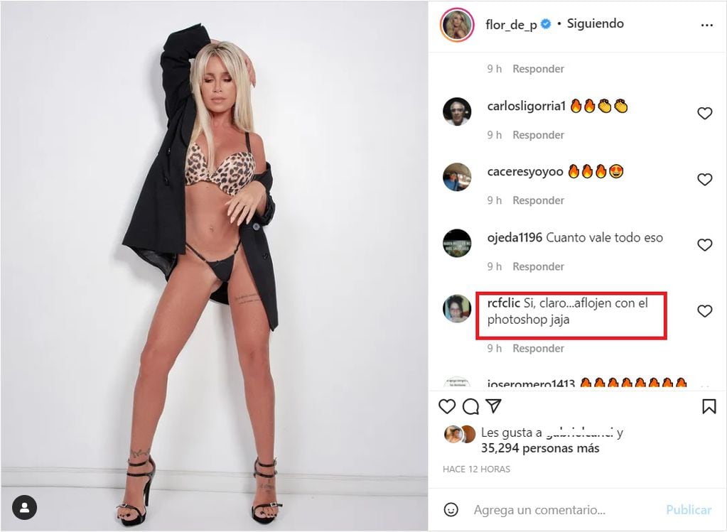 Florencia Peña criticada por usar filtros y abusar del photoshop.