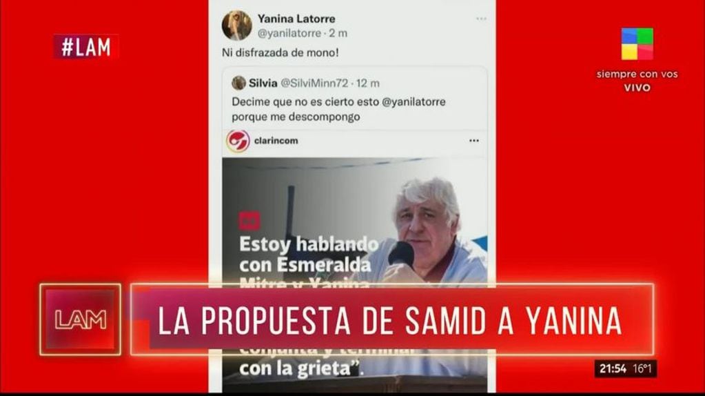 Yanina Latorre fue invitada por Alberto Samir a hacer política juntos