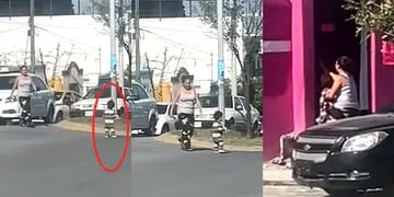 Video: filmaron a una mujer rescatando a un bebé que estaba caminando en medio de una calle transitada