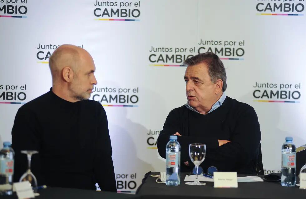 Horacio Rodríguez Larreta y Mario Negri esta semana en la cumbre de Juntos por el Cambio (Foto Federico López Claro)