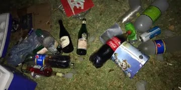Bebidas alcohólicas encontradas en festejo de UPD desactivado anoche por el Ministerio de Seguridad