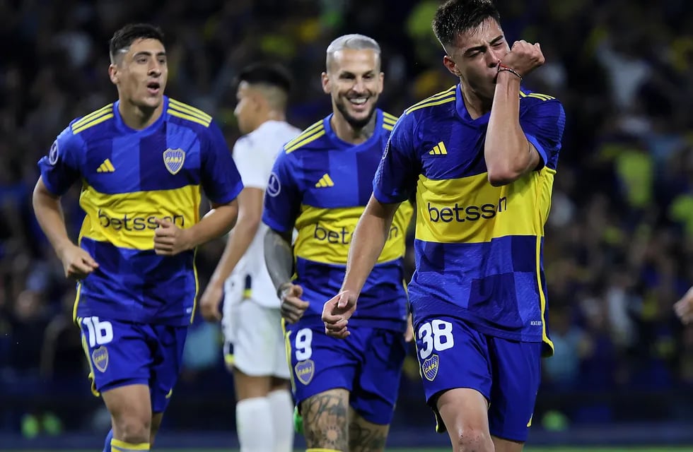 Boca celebra su gol ante Trinidense por Copa Sudamericana.
