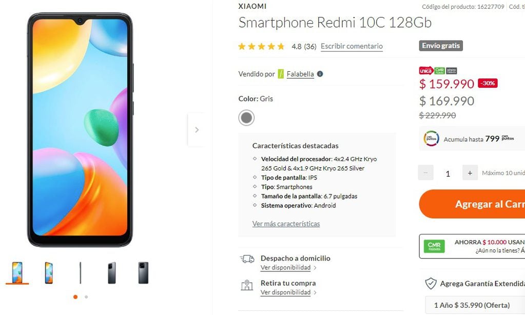Xiaomi Redmi 10 C (Falabella)