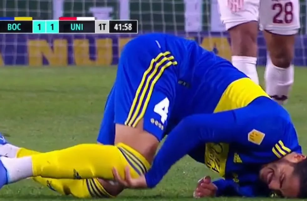 Boca informó que Nicolás Figal sufrió, ante Unión, un esguince de rodilla derecha. / Gentileza.