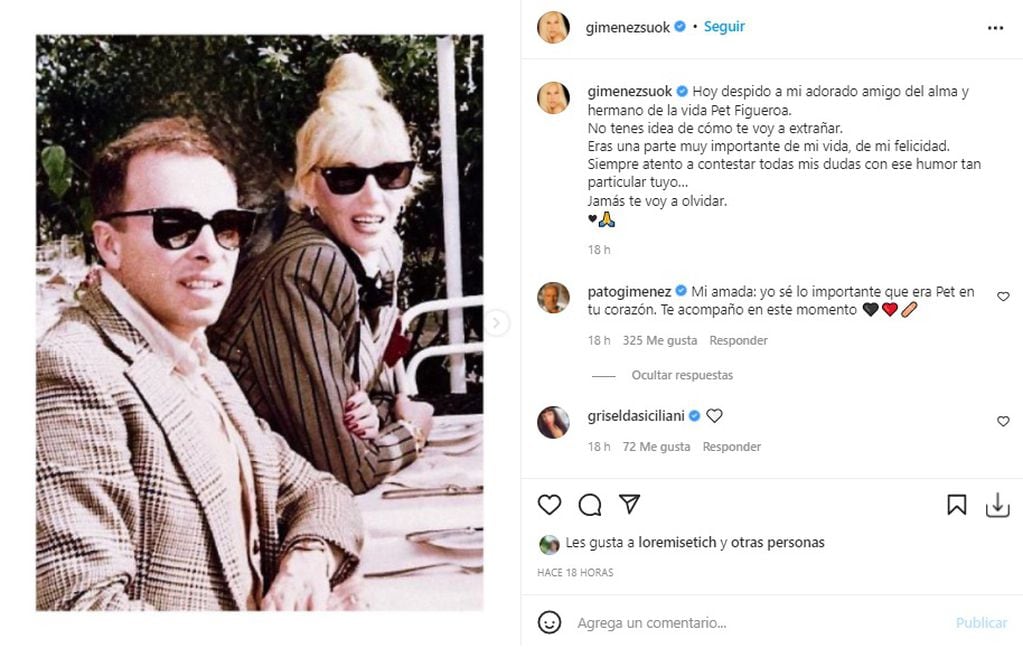 Susana Giménez y Mirtha Legran despidieron en las redes a su gran amigo Pet Figueroa