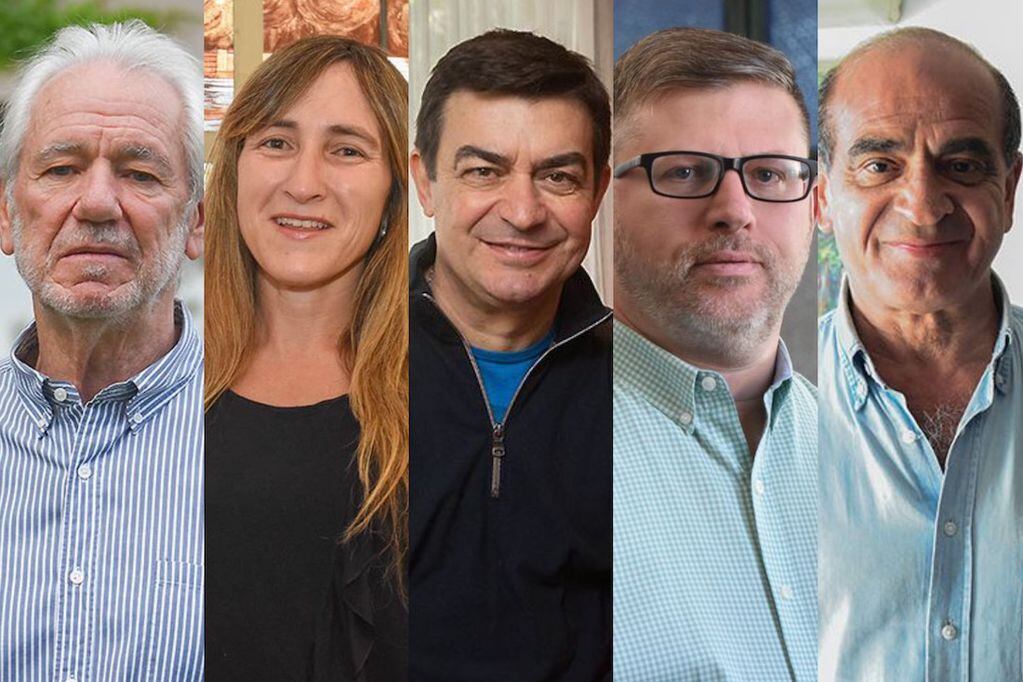 Carlos Balter, Mercedes Llano, Omar De Marchi, Guillermo Mosso y Gustavo Gutiérrez, cinco referentes de distintas épocas del Partido Demócrata mendocino.