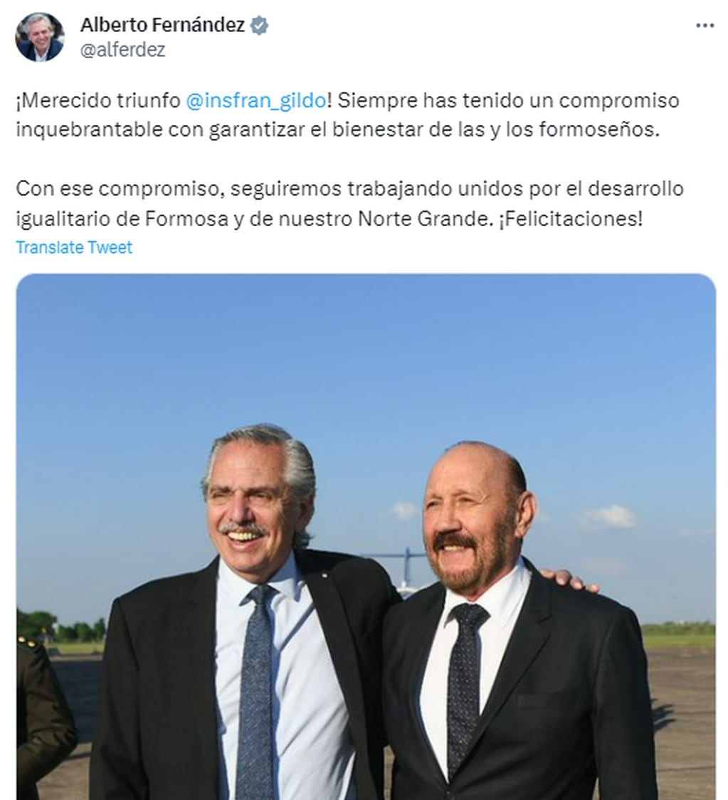 Alberto Fernández felicitó a Gildo Insfrán