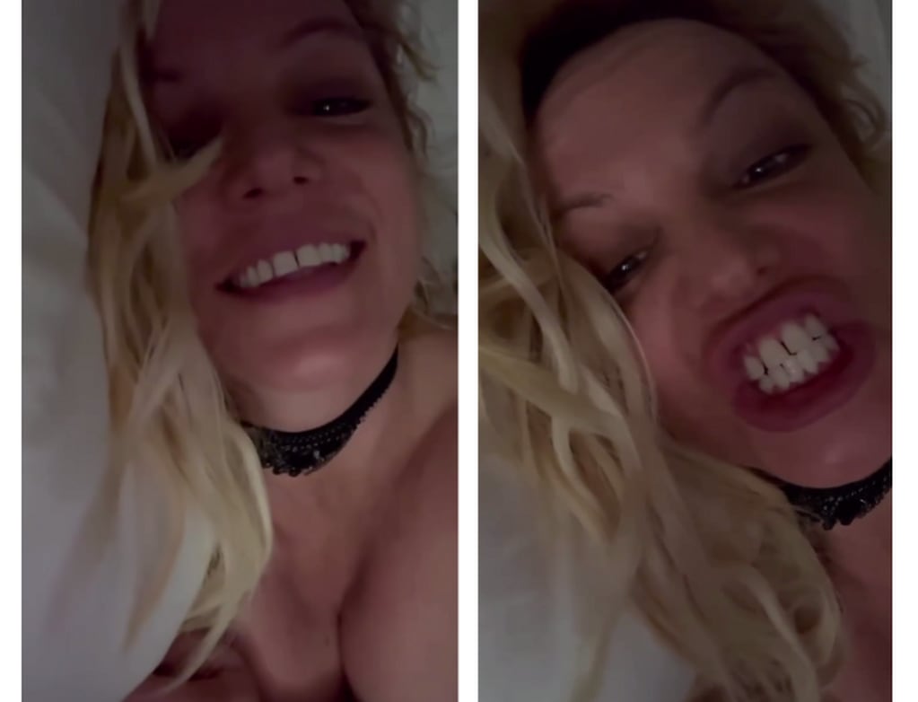 Britney Spears se mostró desnuda en su cama en un nuevo video, luciendo únicamente un collar negro. Foto: Instagram / Britney Spears