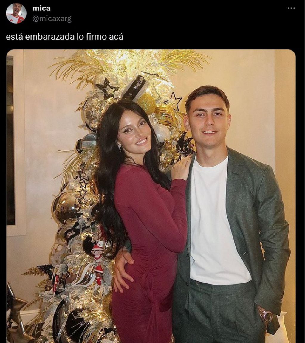 La foto de Oriana Sabatini y Paulo Dybala que desató sospechas de embarazo en las redes. (Twitter)