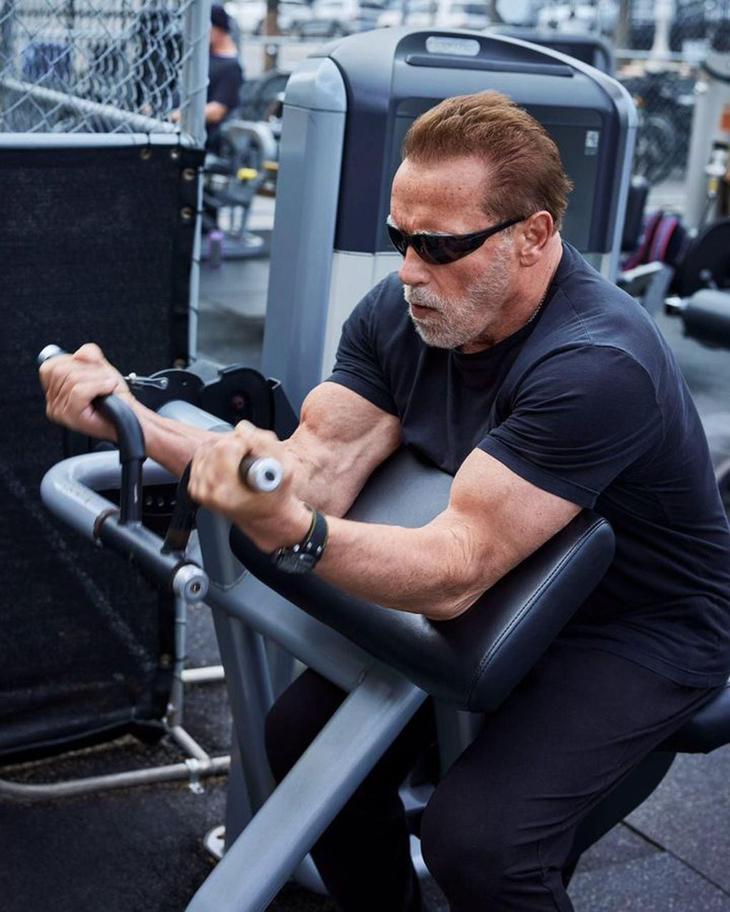 Arnold Schwarzenegger ejercitándose