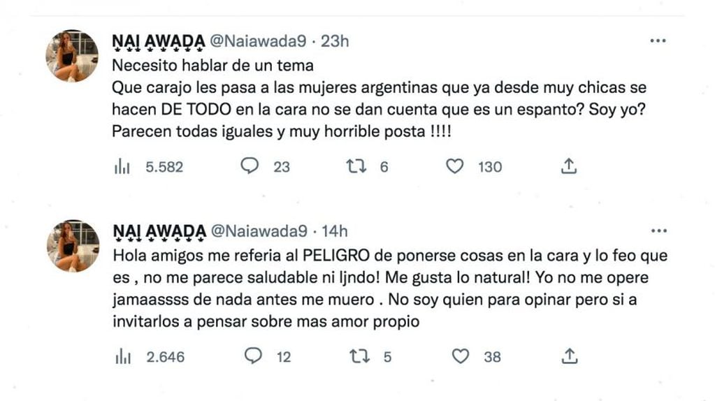 Nai Awada atacó en redes sociales a Camila Homs