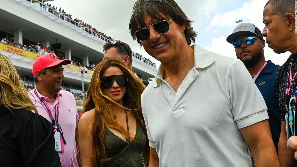 Shakira y Tom Cruise en la competencia de autos Formula 1,Grand Prix de Miami