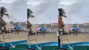 Una tromba marina se convirtió en tornado y cientos de turistas corrieron desesperados en una playa de Veracruz