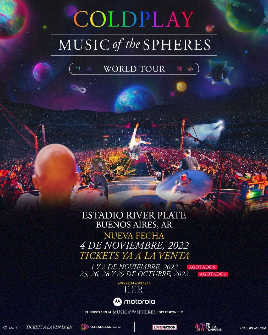 Coldplay anunció la séptima fecha para Argentina: 4 de noviembre en River Plate (DF Entertainment)
