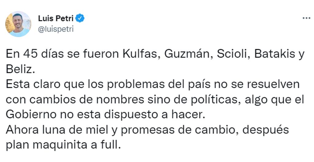 Diputados de Juntos por el Cambio cuestionaron los cambios en el gabinete de Alberto Fernández - Twitter