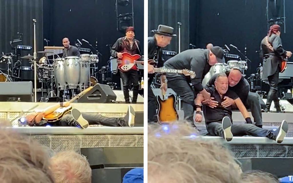 Bruce Springsteen y su caída sobre el escenario.