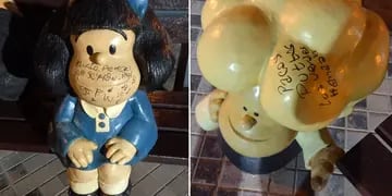 Vándalos arruinaron las esculturas de Mafalda y sus amigos en calle Arístides Villanueva de Ciudad