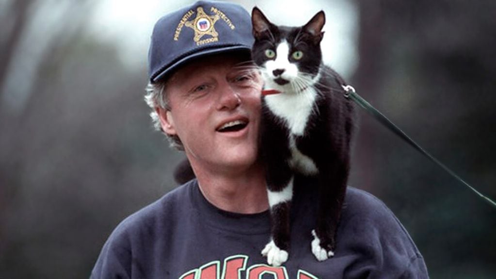 Bill Clinton y su mascota Stack.