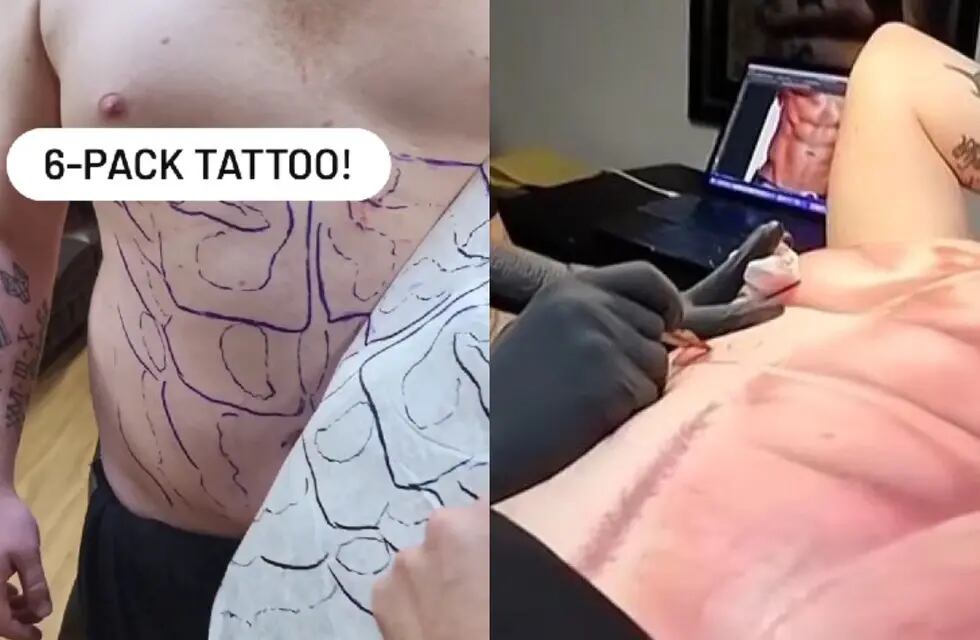 Marcó sus abdominales en tan solo dos días: se los tatuó.