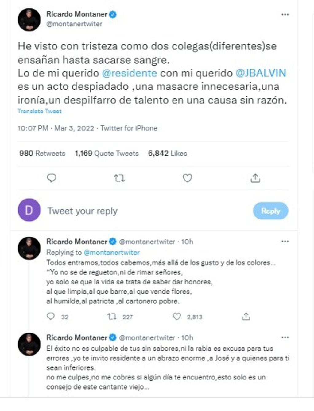 Los primeros tweets de Ricardo sobre el tema