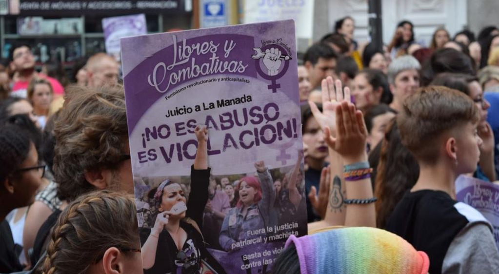 Protesta en España contra la violencia sexual (AP).