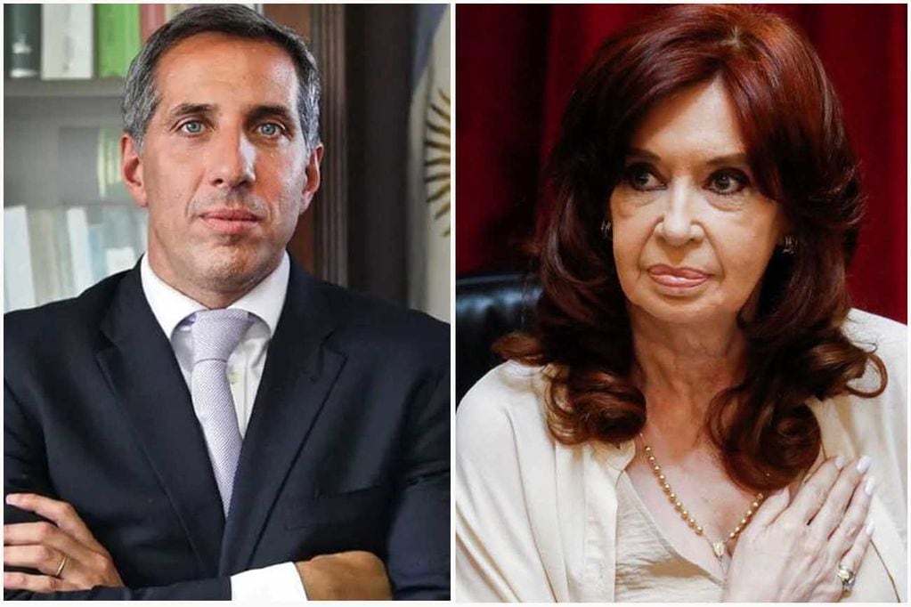 Causa Vialidad: el fiscal Diego Luciani y la vicepresidenta Cristina Kirchner. (La Voz)