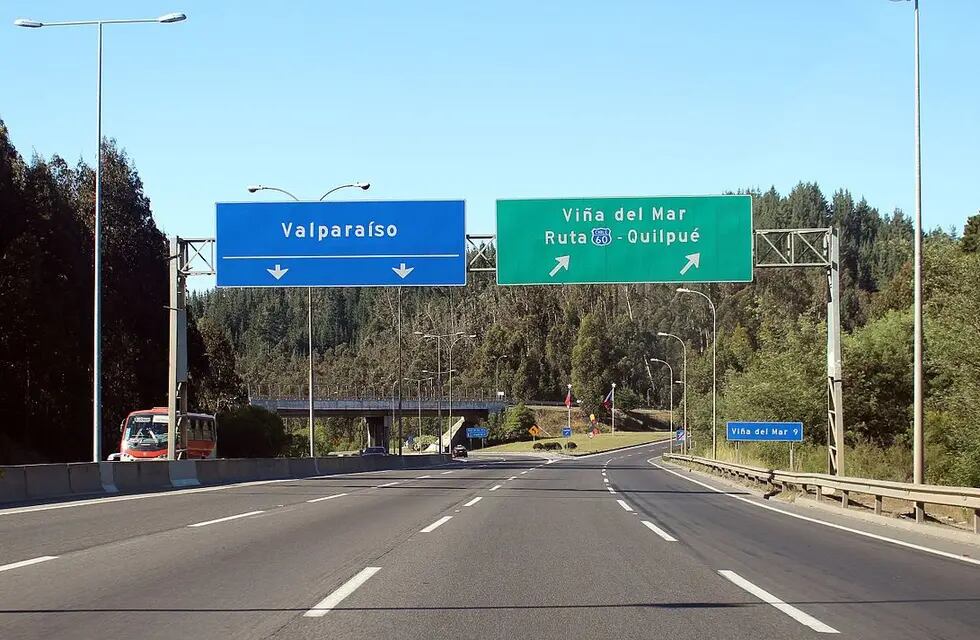 Ruta 68 en Chile, camino a Valparaíso. Corresponde a la concesión Vías Chile Ltda. (Gentileza)