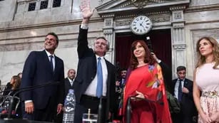 CONGRESO. Massa, Fernández, Cristina de Kirchner y Claudia Zamora en el Congreso. (AP)