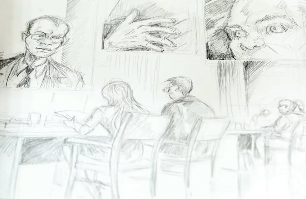 El dibujante Damián Pérez Santo plasmó en su obra las vivencias y situaciones del último día del juicio.