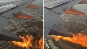 el motor de un avión se incendió en pleno vuelo