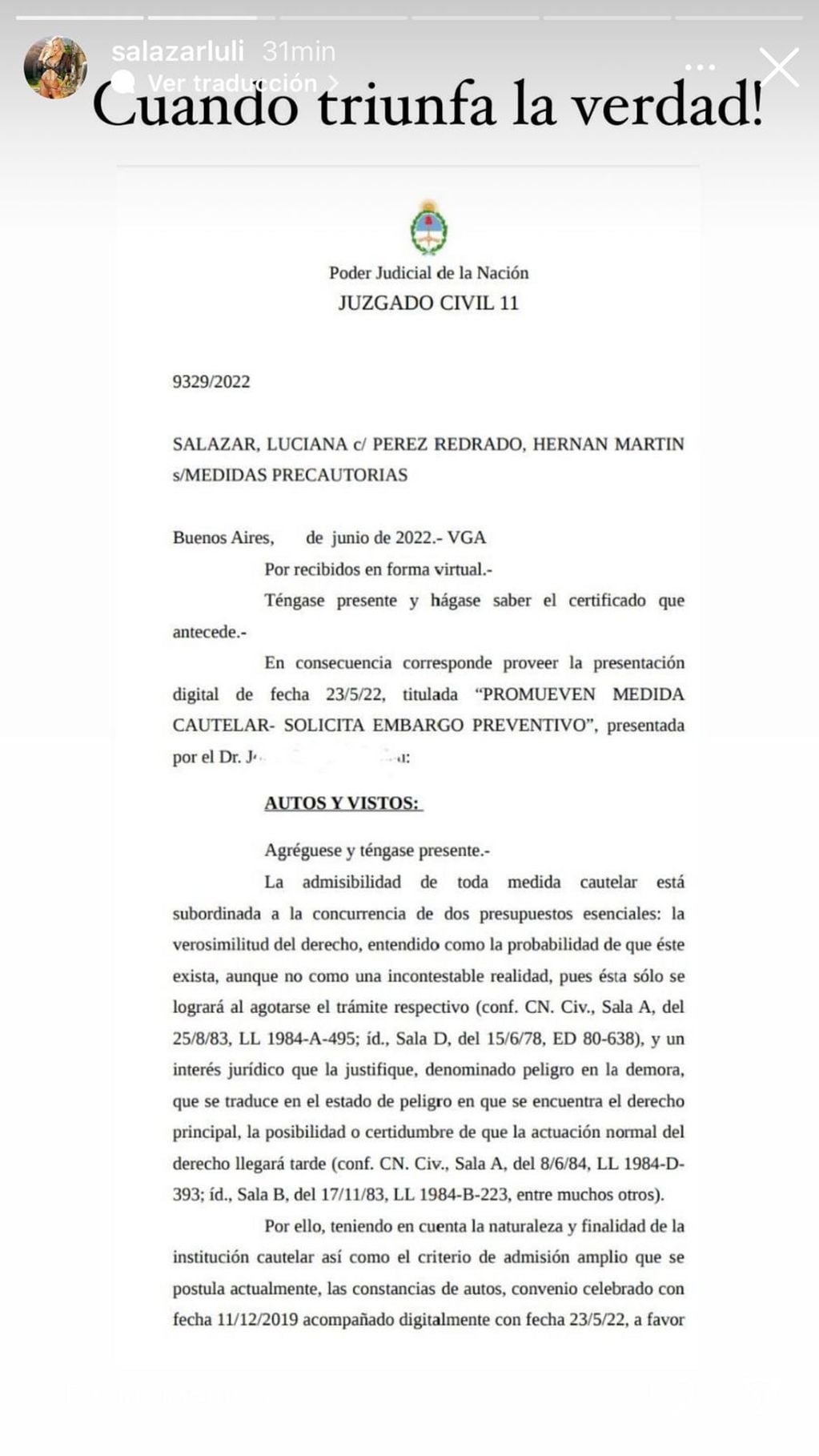 Embargan a Martín Redrado por los problemas judiciales con Luciana Salazar.