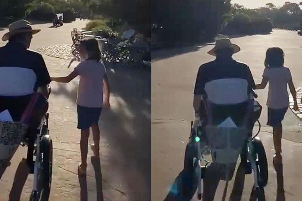 El hombre de 52 años usó Instagram para registrar el momento en el que su hija Paz lo ayudó a trasladarse en silla de ruedas.