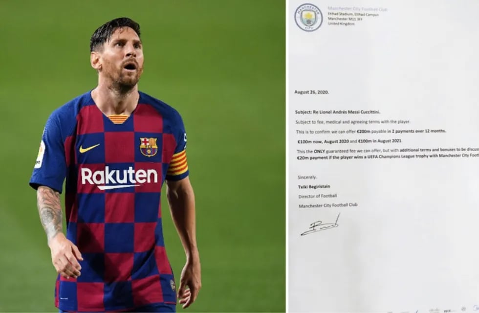 La nota que circuló en las redes sociales detalla la supuesta oferta del City al Barcelona, por Messi.