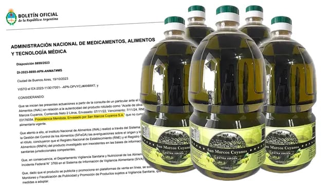 La ANMAT prohibió dos aceites de oliva por carecer de establecimientos y estar falsamente rotulados: uno es de Mendoza