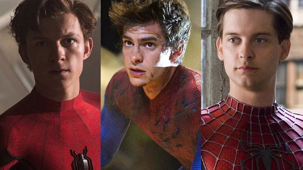 Tres generaciones: Tom Holland, Andrew Garfield y Tobey Maguire, los Spider-Man en el cine.