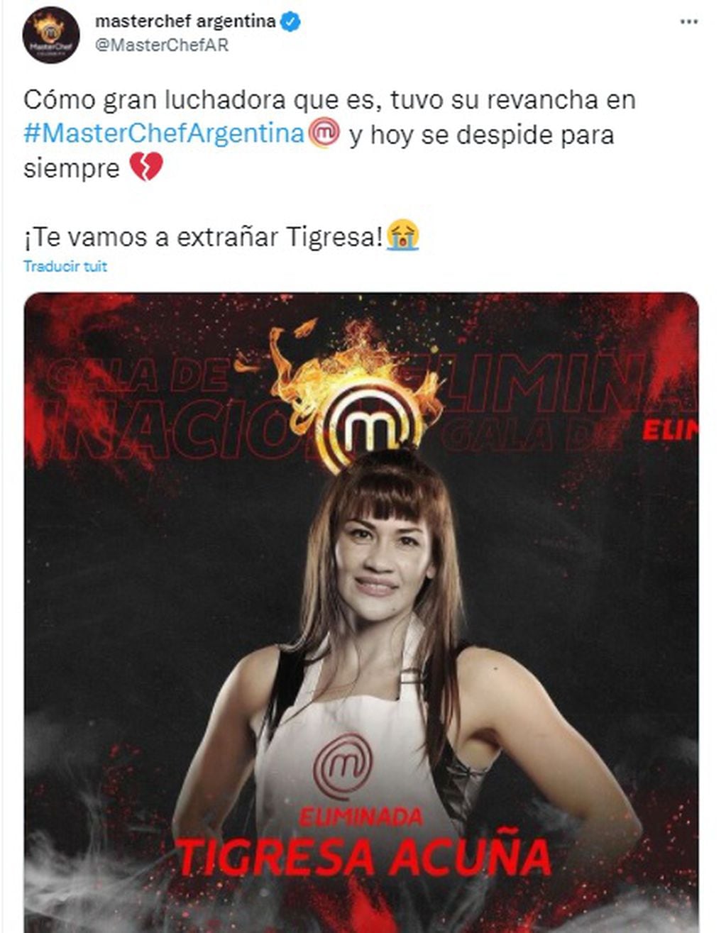 La Tigresa Acuña volvió a quedar eliminada de "Masterchef Celebrity 3"