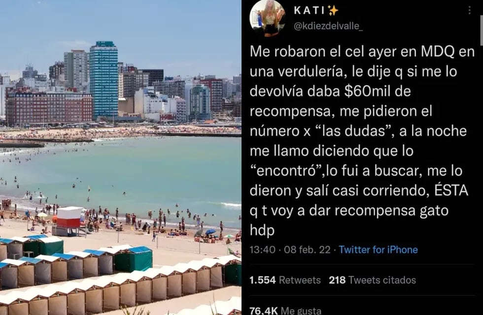 Una joven de Tucumán fue a pasar unos días a Mar del Plata y le robaron el celular.