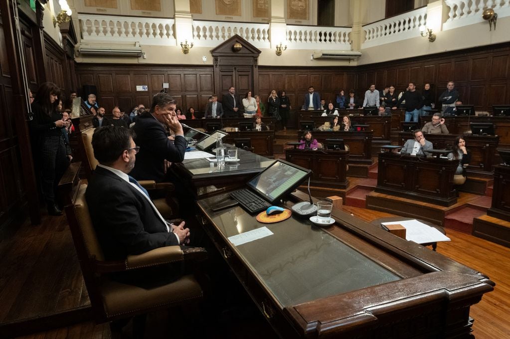 Este lunes en sesión especial los senadores trataron el proyecto presentado por el peronismo que planteaba la derogación del ítem Aula

Foto: Ignacio Blanco / Los Andes 


