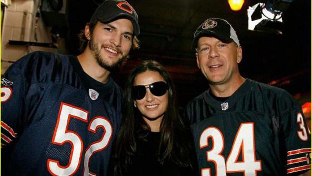 Aquellos días felices. Demi Moore y sus dos ex maridos, Ashton Kutcher y Bruce Willis, en otras épocas.