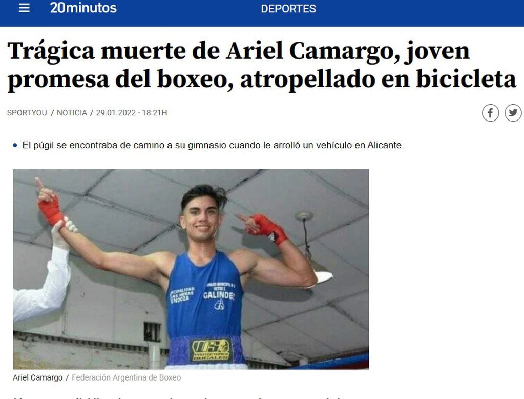 La triste historia del boxeador mendocino que murió atropellado en España y la extraña investigación. Foto: Captura de internet.