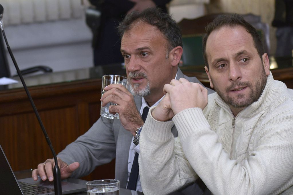 Los abogados Jaime Alba y Luciano Ortego, acusados como organizadores de la banda que presuntamente lideraba Bento.

Foto: Orlando Pelichotti