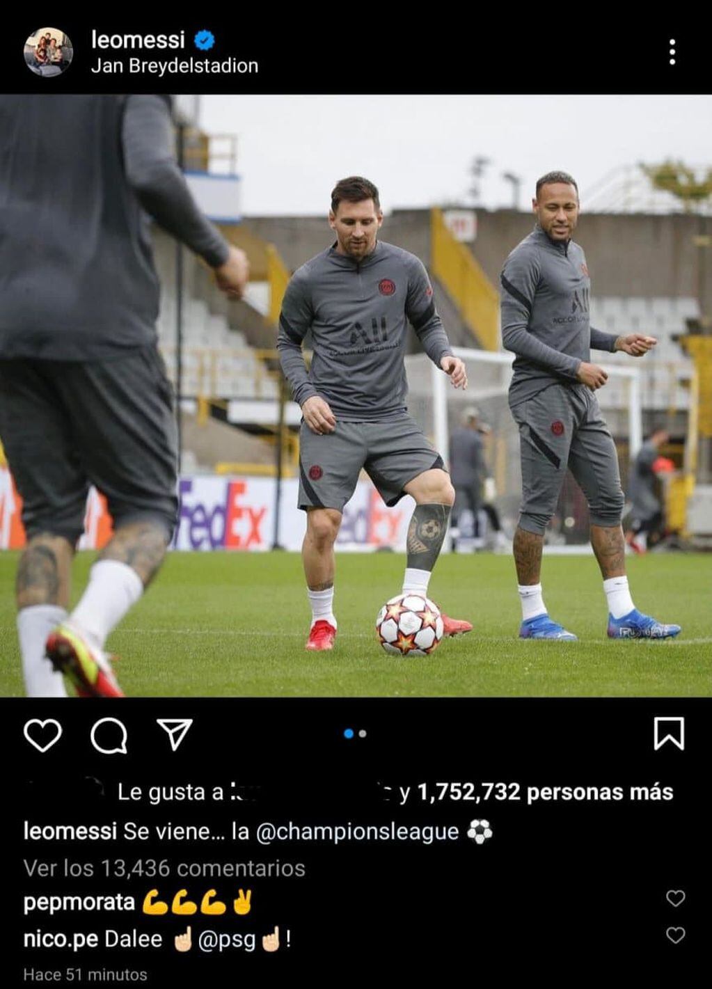 La publicación de Messi a 24 horas del debut en el PSG en la Liga de Campeones/ Gentileza.